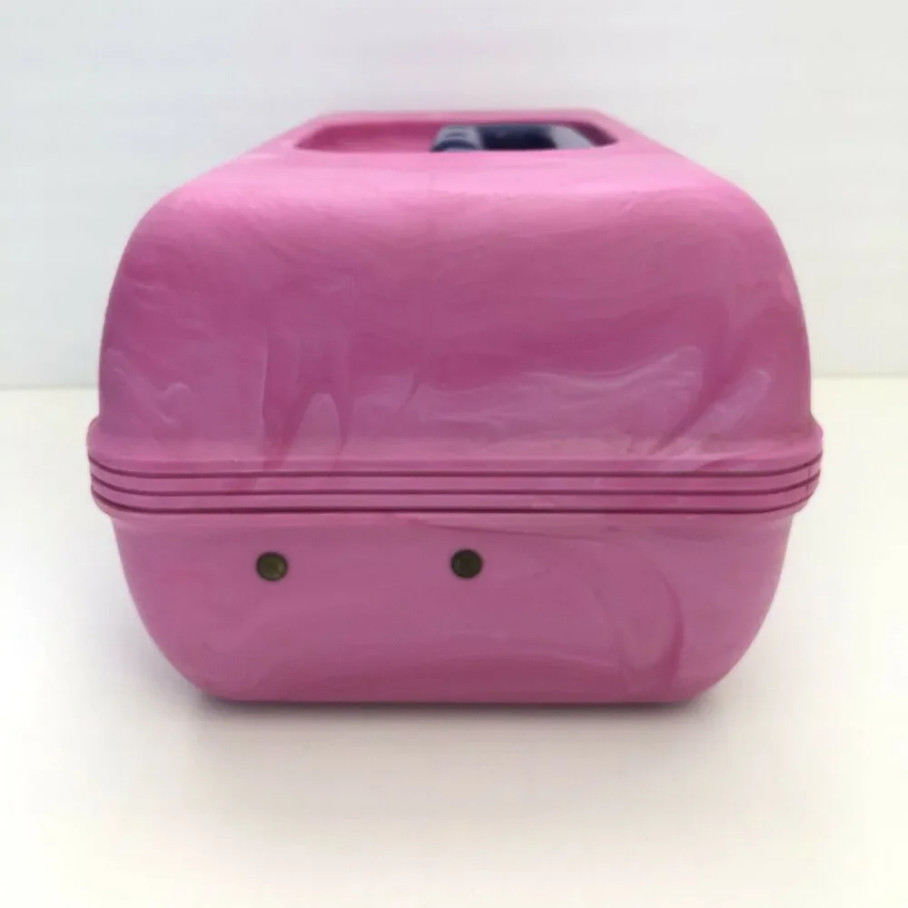 Vintage Caboodles Pink Marble Purple Storage Makeup Cosmetic Train Case 2620